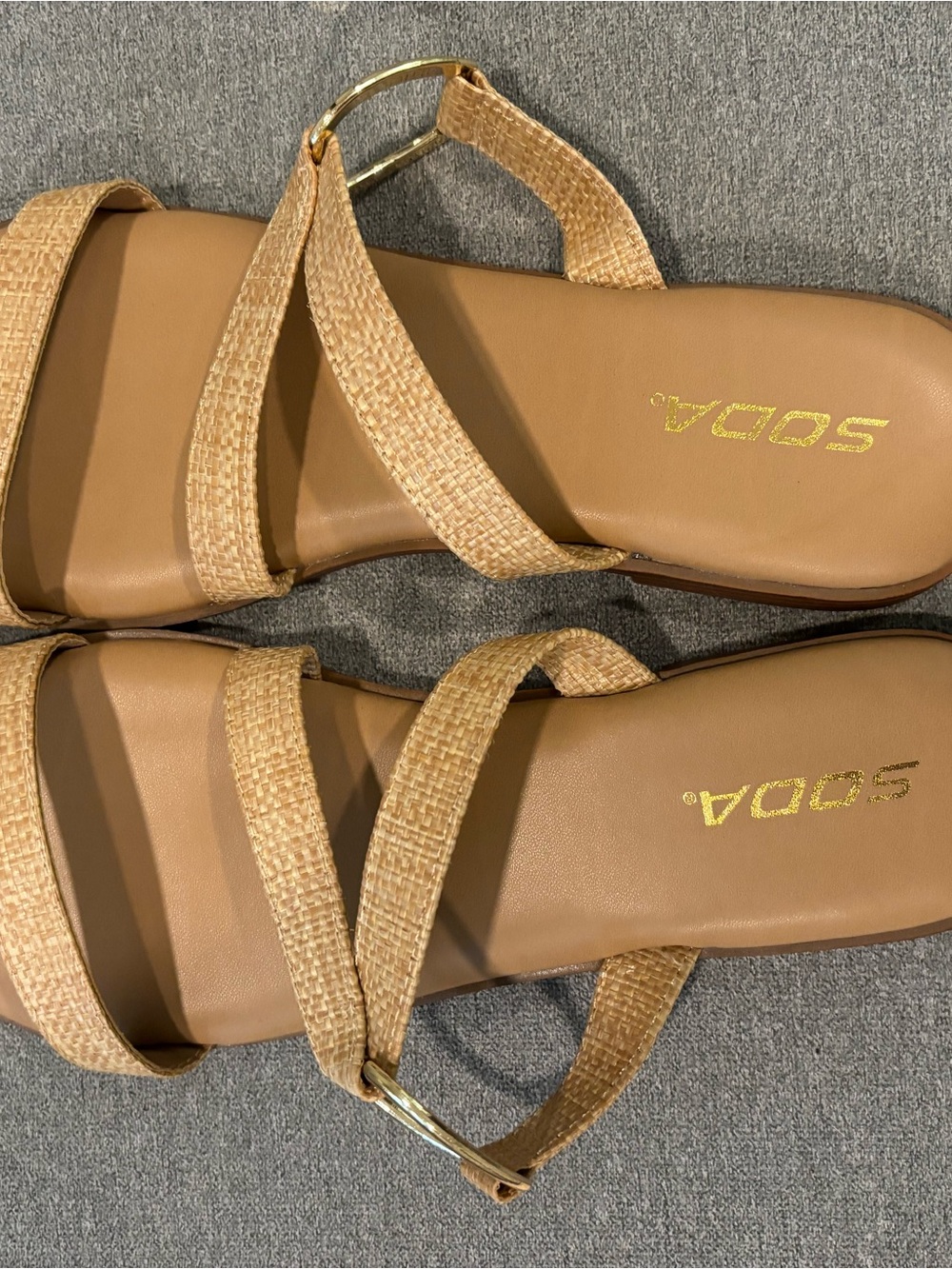 Soda Tan Strappy Woven Women's Sandals